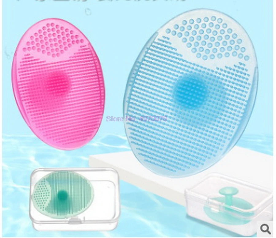 DHL 500pcs Baby Bath Brushes Wash Pad Facial Clean Silicone shampoo Brush