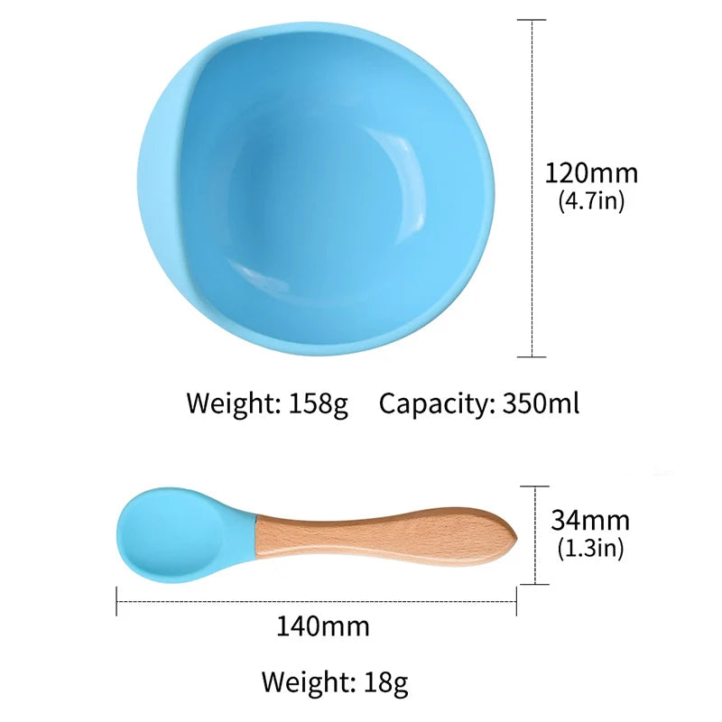 6PCS/Set Baby Silicone Dining Plate With Sucker Bowl Sippy Cup Bibs Spoon Fork BPA Free Children Feeding Tableware Baby Dishes