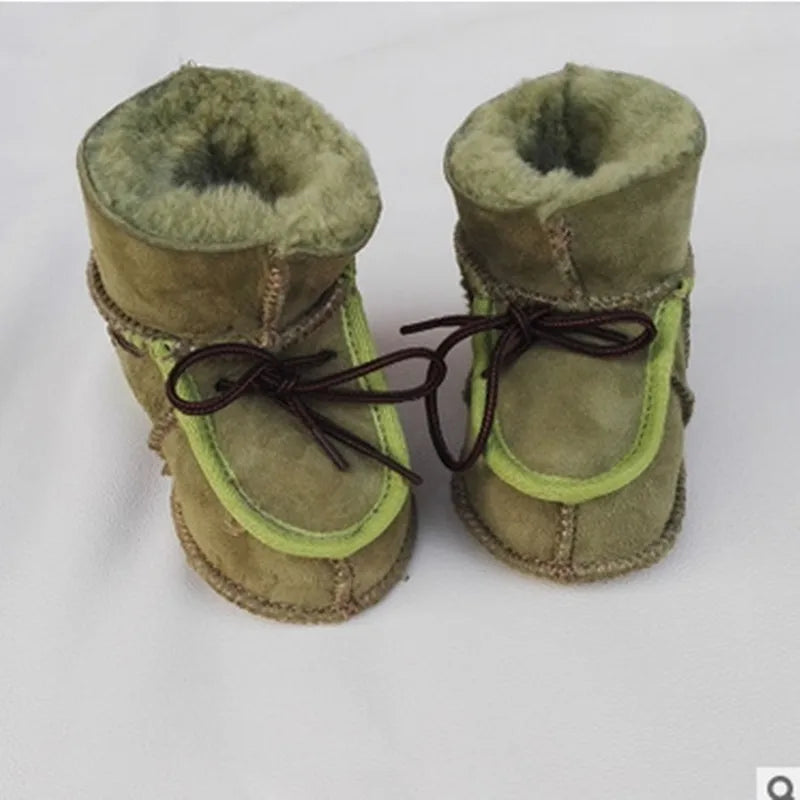 Super Warm Infant Soft Bottom Snow Boots Lace Up Baby Boys Girls Moccasins Shoes Baby Prewalker Boots Camel/ Grey Available