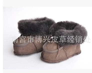 Super Warm Infant Soft Bottom Snow Boots Lace Up Baby Boys Girls Moccasins Shoes Baby Prewalker Boots Camel/ Grey Available