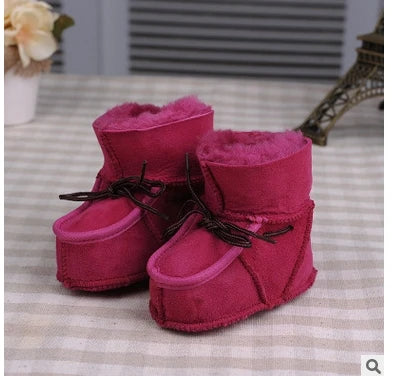 Super Warm Infant Soft Bottom Snow Boots Lace Up Baby Boys Girls Moccasins Shoes Baby Prewalker Boots Camel/ Grey Available