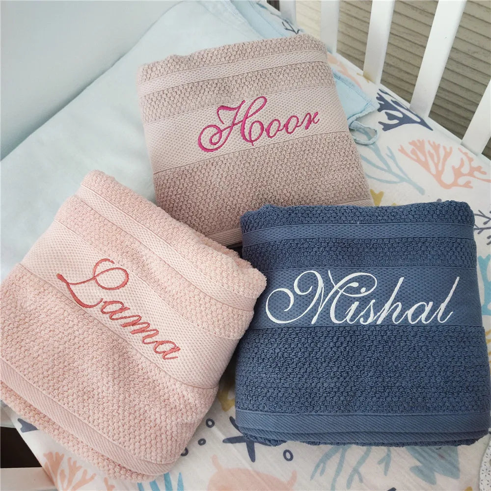 Cotton  Beach Towel Bath Towel Party Baby Shower Baptism Baby Gift Name Personalized Embroidered Creative Anniversary Present