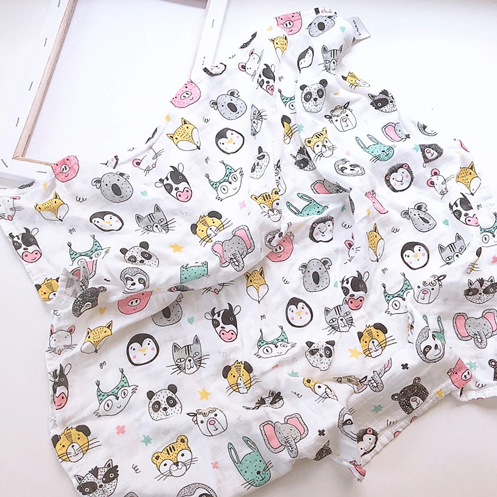 Bamboo Gauze Cotton Baby Handkerchief Square 60*60 CM Towel Muslin Cotton Infant Cartoon Bath Towel Wipe Cloth Appease Towel