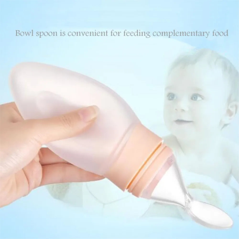 High quality baby silicone squeeze feeder baby food supplement feeding bottle fruit puree starch feeding baby feeding spoon