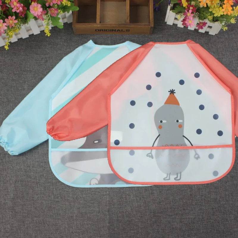 Cute Baby Bibs Toddler Waterproof Long Sleeve Washable Bibs Girl Supplies Feeding EVA Boy Smocks For 0-3 Years Children