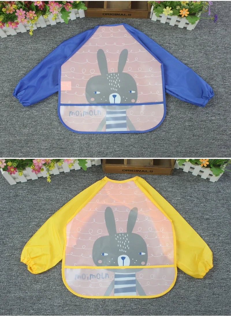 Cute Baby Bibs Toddler Waterproof Long Sleeve Washable Bibs Girl Supplies Feeding EVA Boy Smocks For 0-3 Years Children