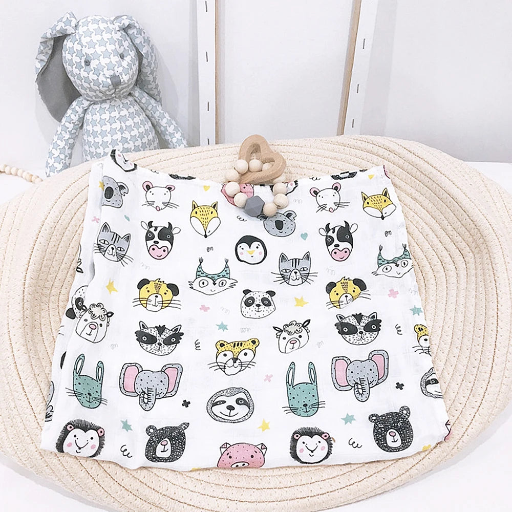 Bamboo Gauze Cotton Baby Handkerchief Square 60*60 CM Towel Muslin Cotton Infant Cartoon Bath Towel Wipe Cloth Appease Towel