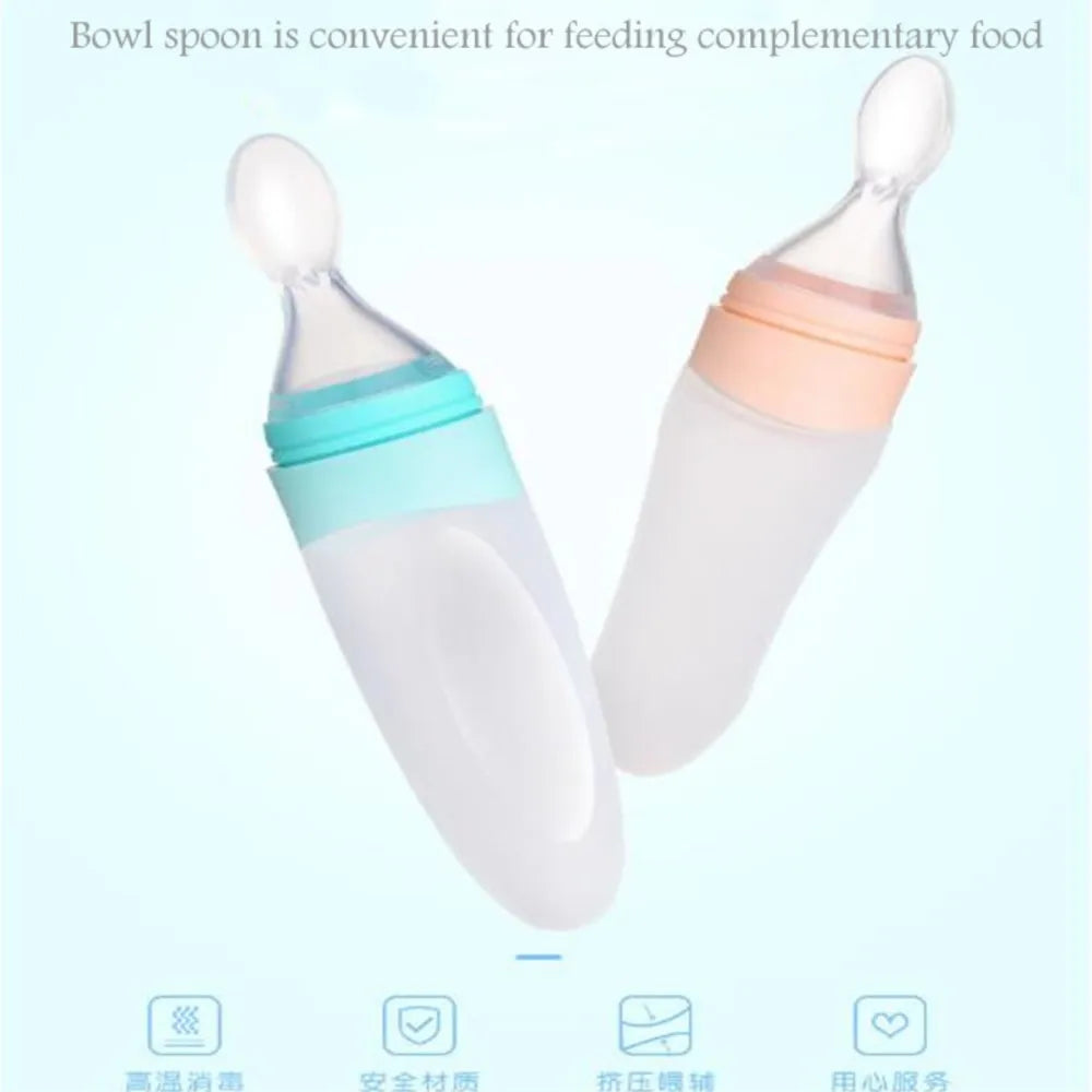 High quality baby silicone squeeze feeder baby food supplement feeding bottle fruit puree starch feeding baby feeding spoon