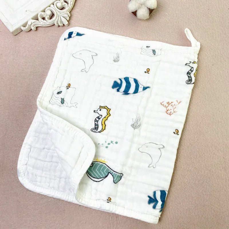 30*50CM Cotton 6 layers Gauze Baby Face Towel Infant Cartoon Face Hand Bathing Towel Bibs Feeding Cartoon Handkerchief