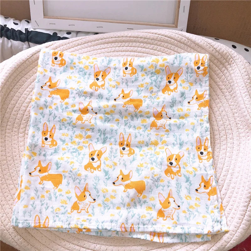 Bamboo Gauze Cotton Baby Handkerchief Square 60*60 CM Towel Muslin Cotton Infant Cartoon Bath Towel Wipe Cloth Appease Towel