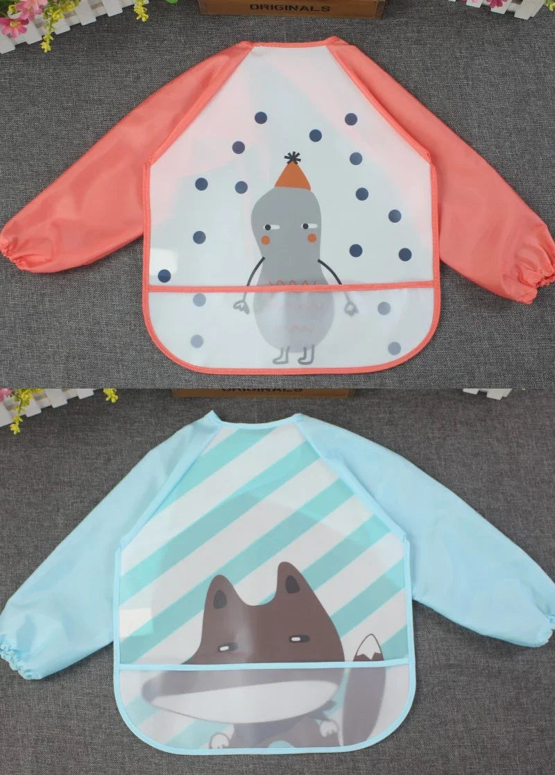 Cute Baby Bibs Toddler Waterproof Long Sleeve Washable Bibs Girl Supplies Feeding EVA Boy Smocks For 0-3 Years Children