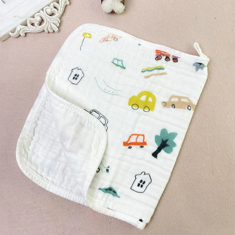 30*50CM Cotton 6 layers Gauze Baby Face Towel Infant Cartoon Face Hand Bathing Towel Bibs Feeding Cartoon Handkerchief