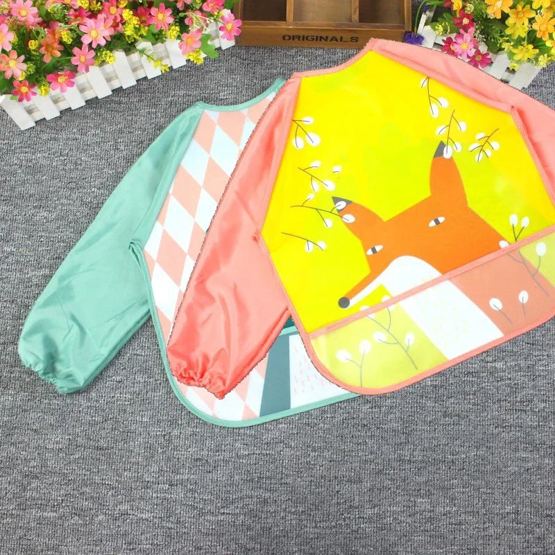 Cute Baby Bibs Toddler Waterproof Long Sleeve Washable Bibs Girl Supplies Feeding EVA Boy Smocks For 0-3 Years Children