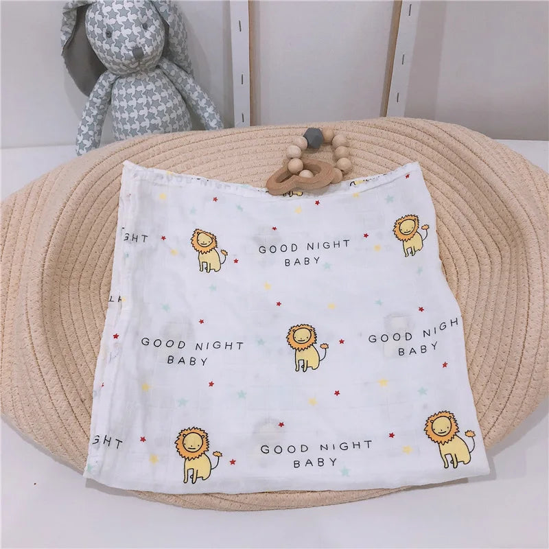 Bamboo Gauze Cotton Baby Handkerchief Square 60*60 CM Towel Muslin Cotton Infant Cartoon Bath Towel Wipe Cloth Appease Towel