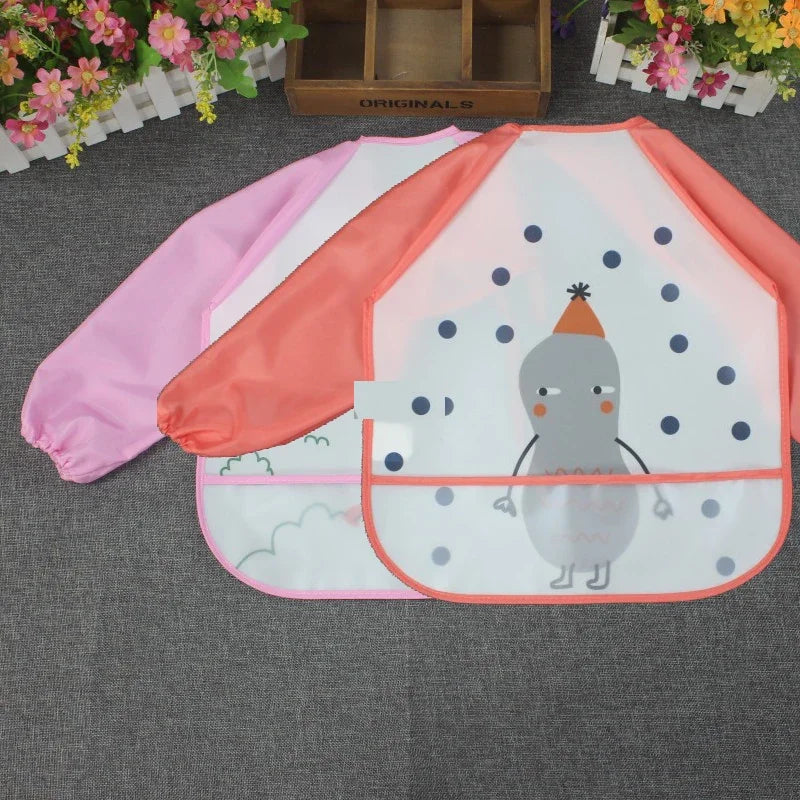 Cute Baby Bibs Toddler Waterproof Long Sleeve Washable Bibs Girl Supplies Feeding EVA Boy Smocks For 0-3 Years Children