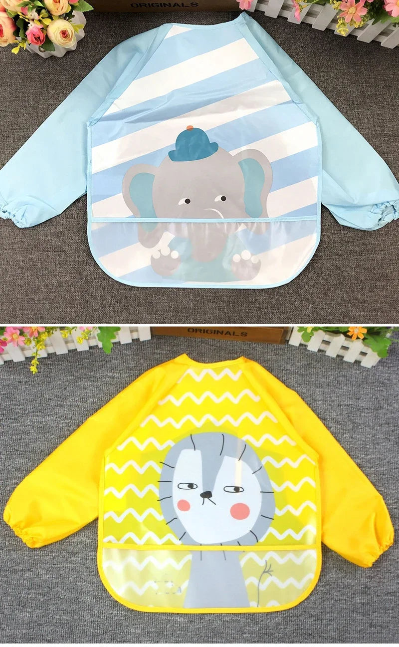 Cute Baby Bibs Toddler Waterproof Long Sleeve Washable Bibs Girl Supplies Feeding EVA Boy Smocks For 0-3 Years Children