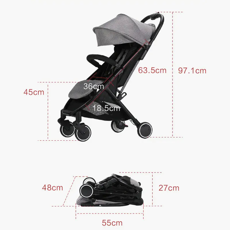 CHbaby Lightweight 6.9KG Baby Stroller With Portable Bag, Fold Carriage Can Take On The Plane, Kids Pram Have Rain Cover