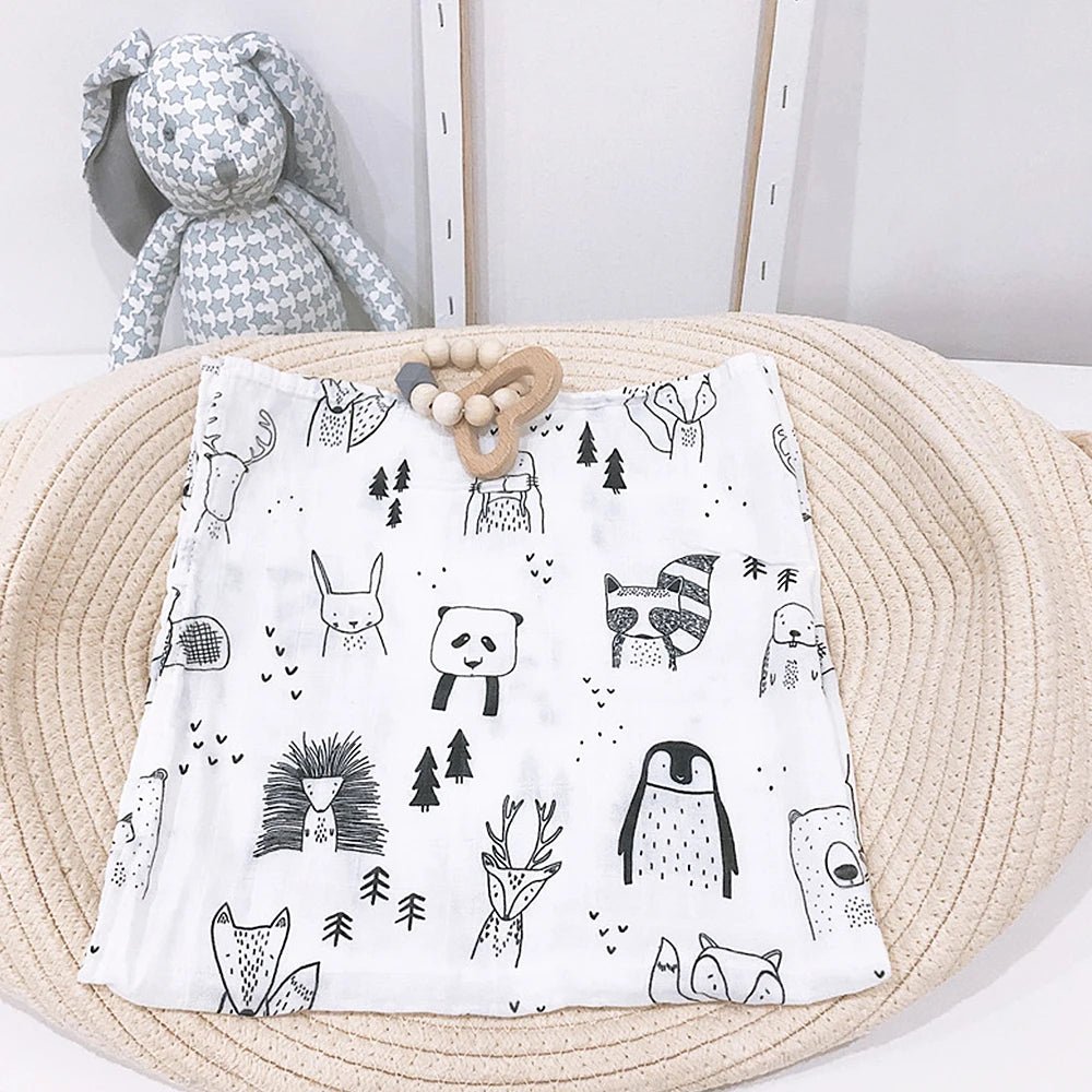 Bamboo Gauze Cotton Baby Handkerchief Square 60*60 CM Towel Muslin Cotton Infant Cartoon Bath Towel Wipe Cloth Appease Towel